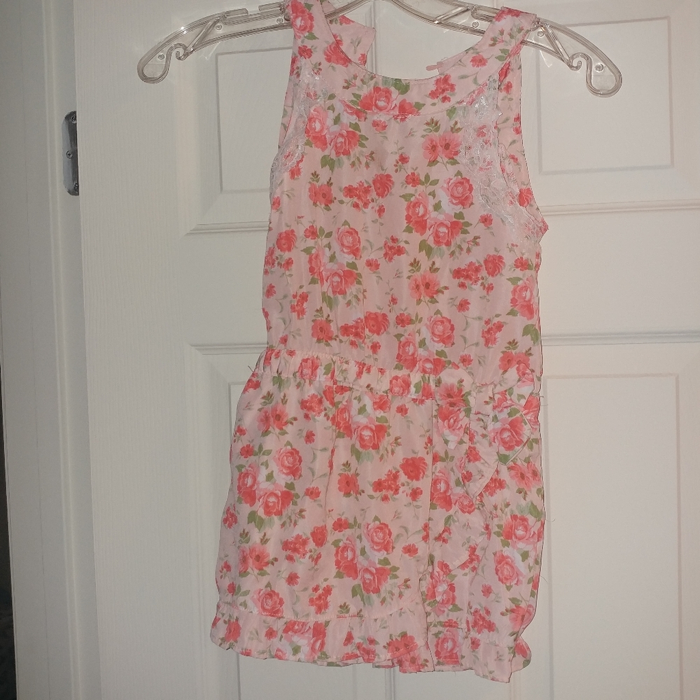 NEW Nicole Miller girls pink floral romper